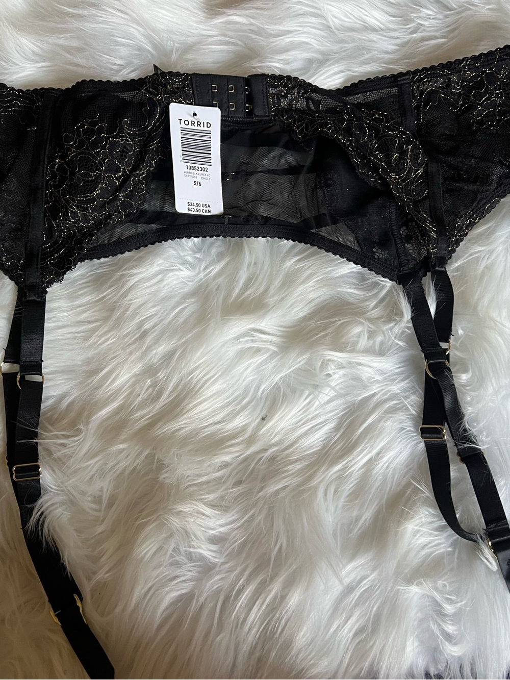 Torrid Strappy Lurex Lace Garter in black